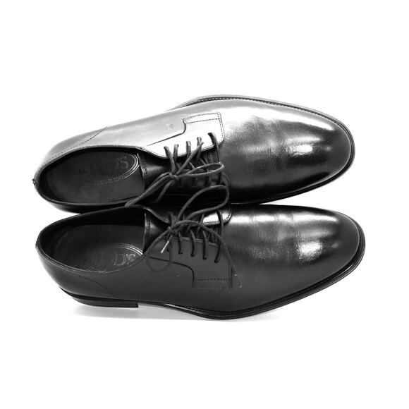 B8 Auth TODS Black Leather Almond Toe Lace Up Oxfords Dress Shoes Size 6.5